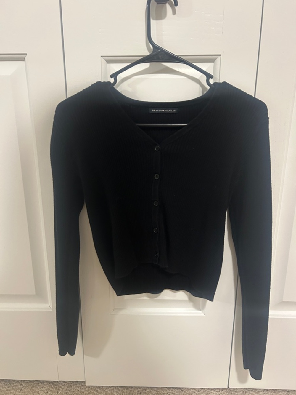 Brandy Melville Black Ribbed Button Cardigan